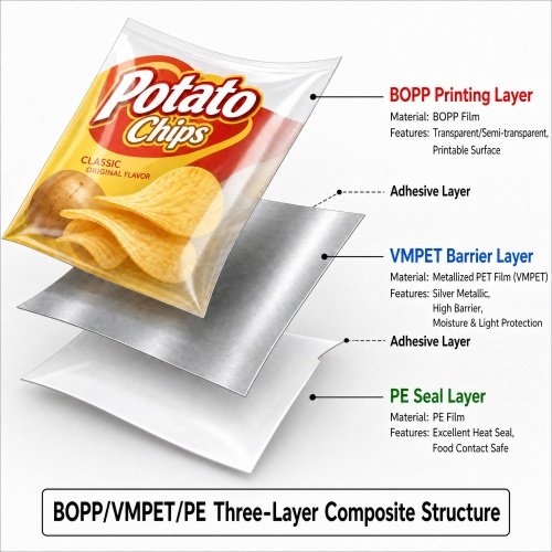 BOPP&VMPET&PE Three-Layer Composite Structure